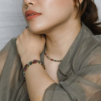 Iliana Bracelet in Tourmaline+Burgundy Chalcedony
