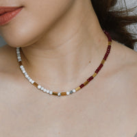 Kendra White Howlite+Red Chalcedony Necklace
