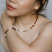 Kendra White Howlite+Red Chalcedony Necklace