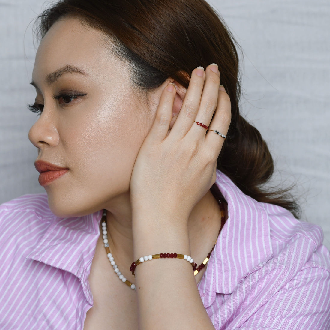 Jovie Adjustable Ring | Red Quartz
