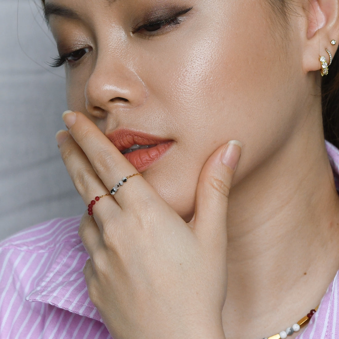 Jovie Adjustable Ring | Red Quartz