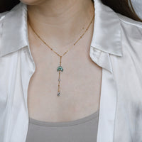 Kyra Green Spot Jasper+Moonstone Lariat Necklace