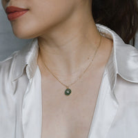 Theia Coin 6.5 carat Green Aventurine with White Topaz (S925)