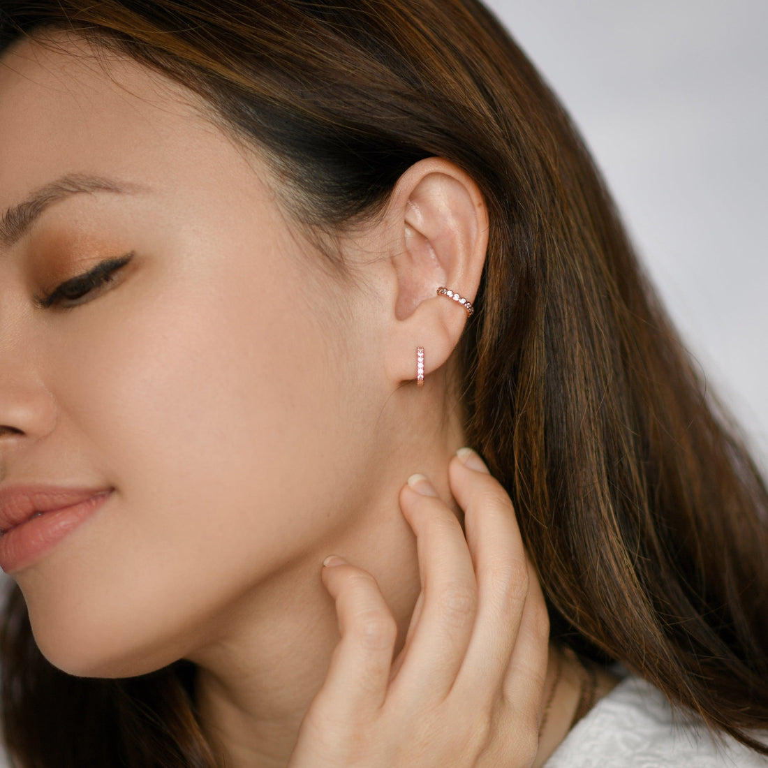 Drea Mini Huggies | White Rose Gold