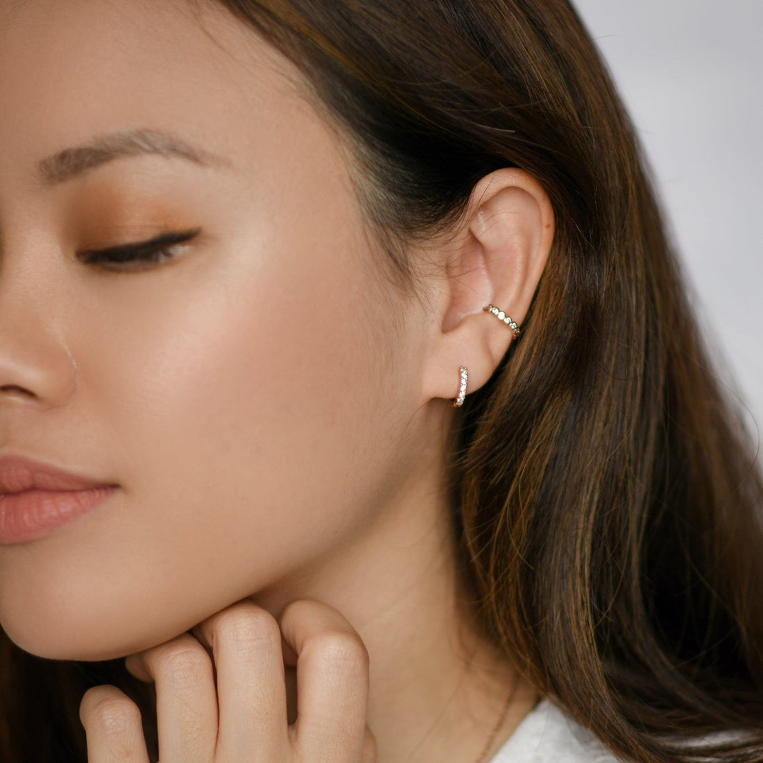 Drea Mini Huggies | White Rose Gold
