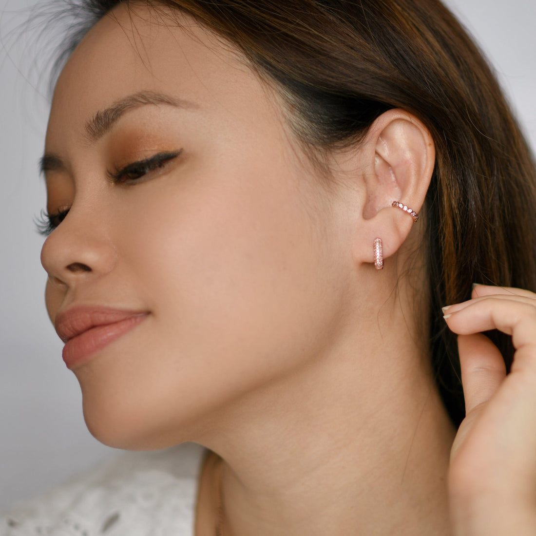 Drea Mini Huggies | White Rose Gold