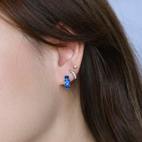 Madison Hoops | Royal Blue Silver