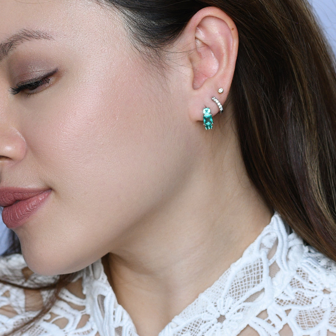 Madison Hoops | Spring Green Silver