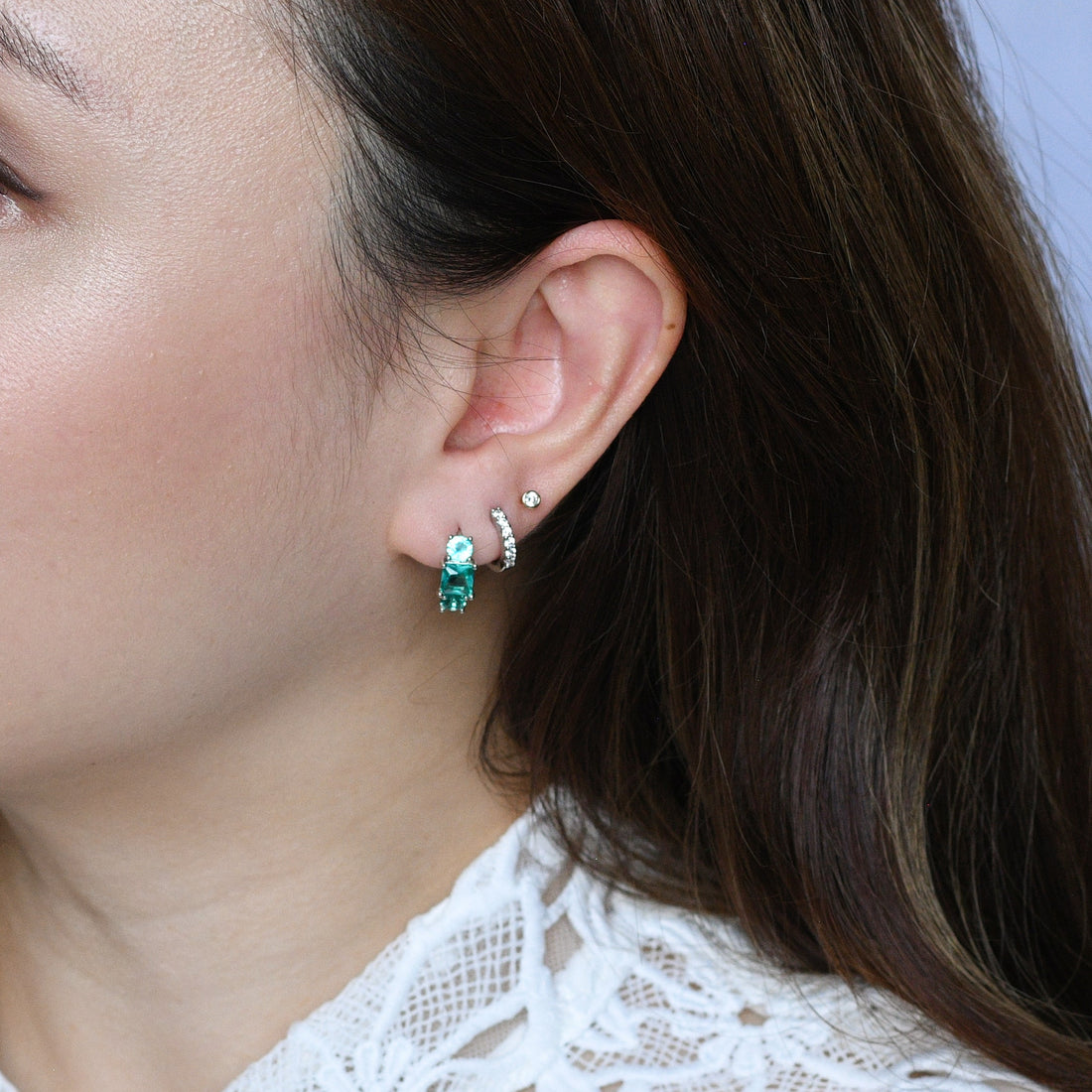 Madison Hoops | Spring Green Silver