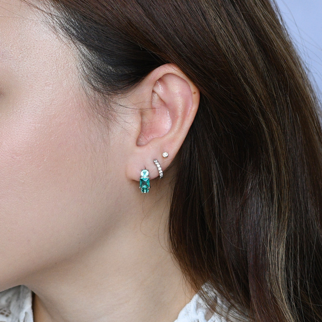 Madison Hoops | Spring Green Silver