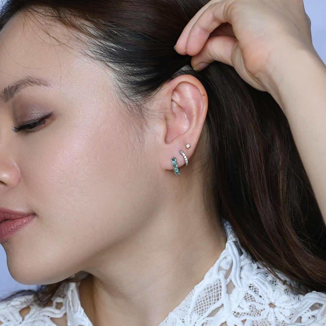 Kaia Mini Huggies | Spring Green Silver