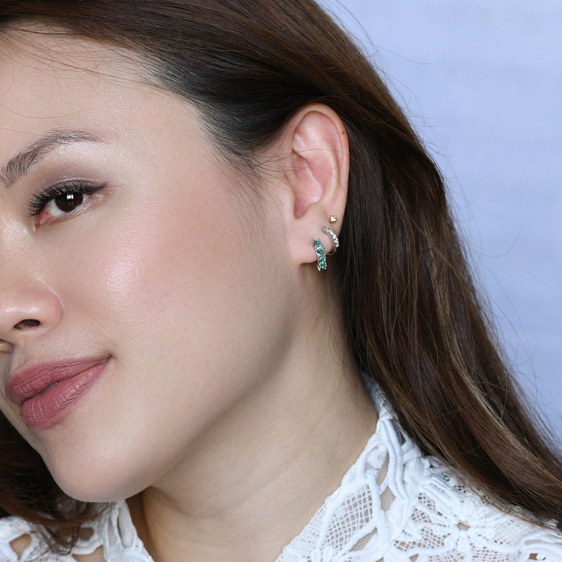 Kaia Mini Huggies | Spring Green Silver