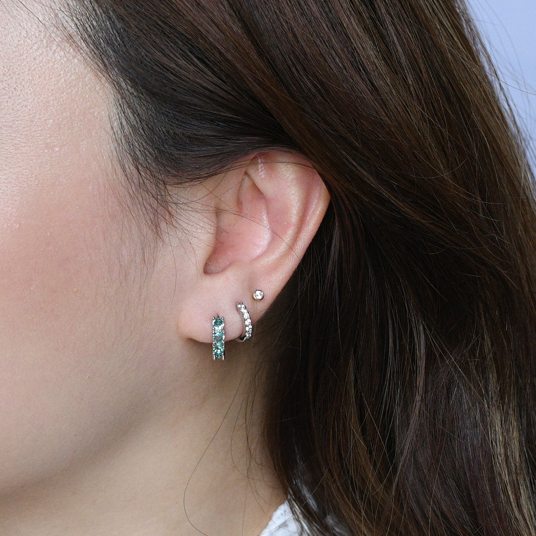 Kaia Mini Huggies | Spring Green Silver