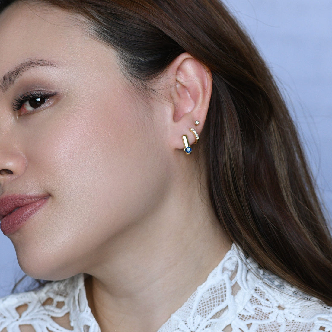 Sienna Minimalist Huggies | Royal Blue Gold