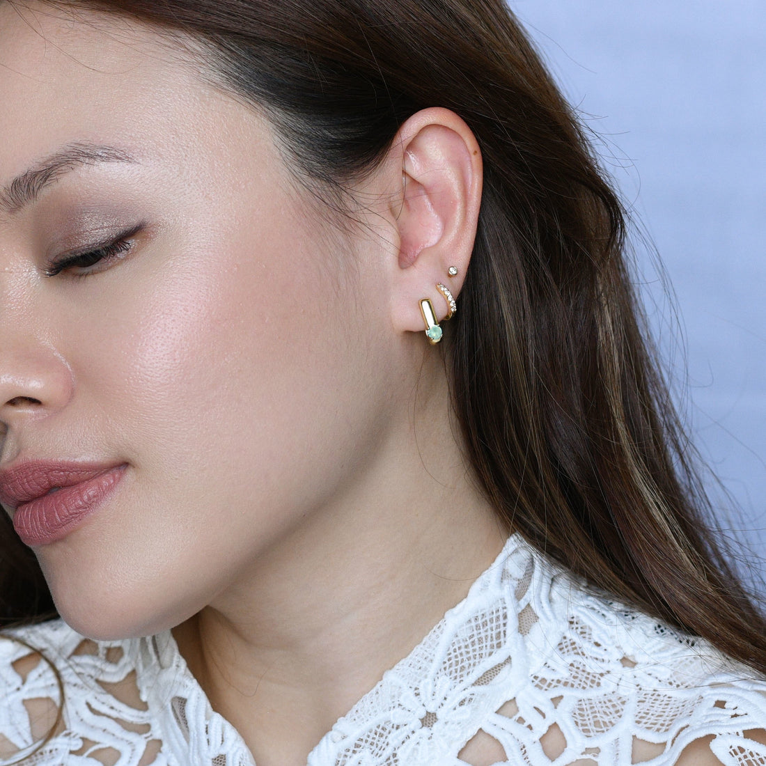 Sienna Minimalist Huggies | Spring Green Gold