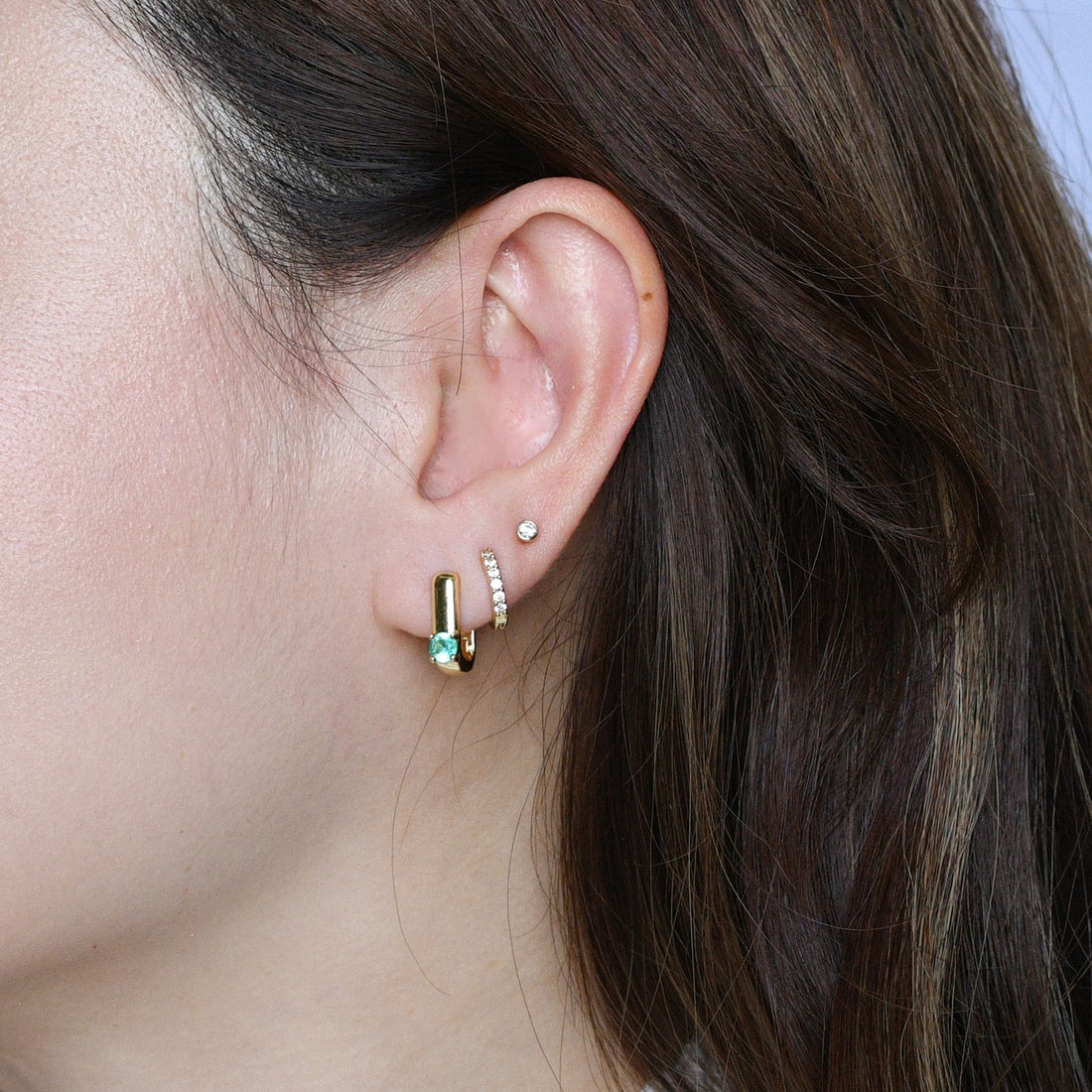 Sienna Minimalist Huggies | Spring Green Gold