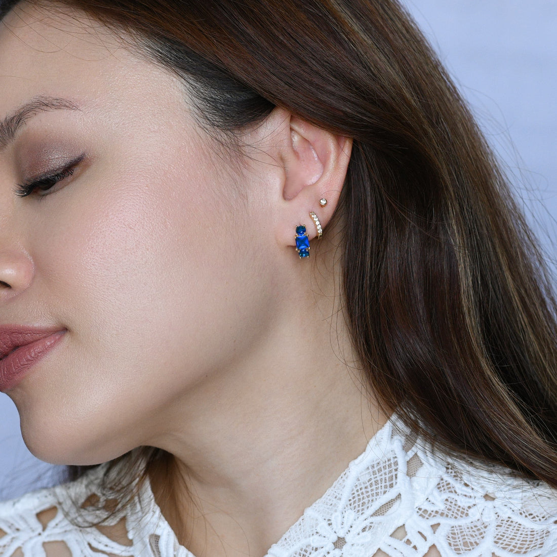 Madison Hoops | Royal Blue Gold