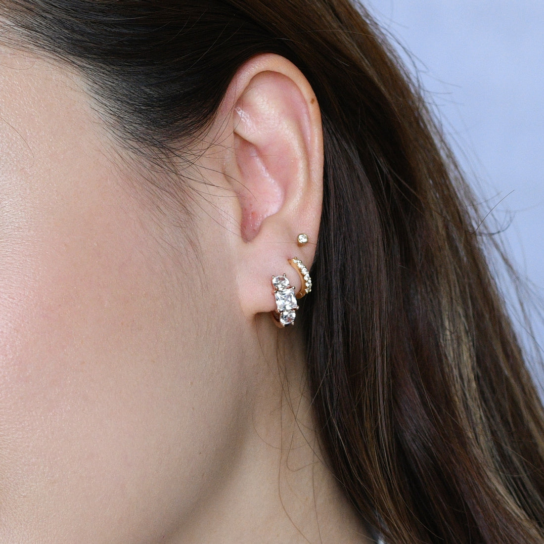 Madison Hoops | Clear Rose Gold