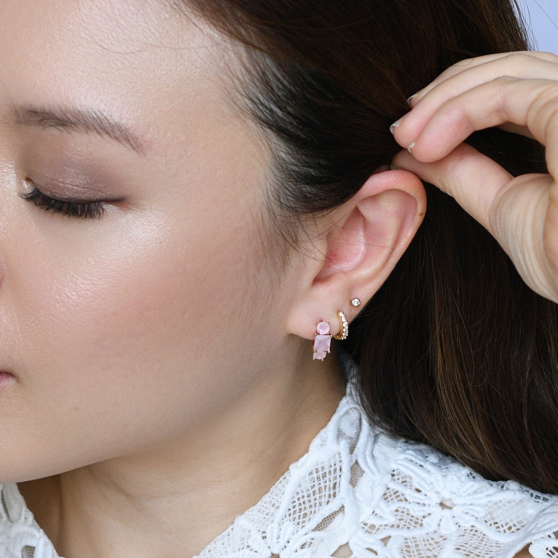 Madison Hoops | Baby Pink Rose Gold