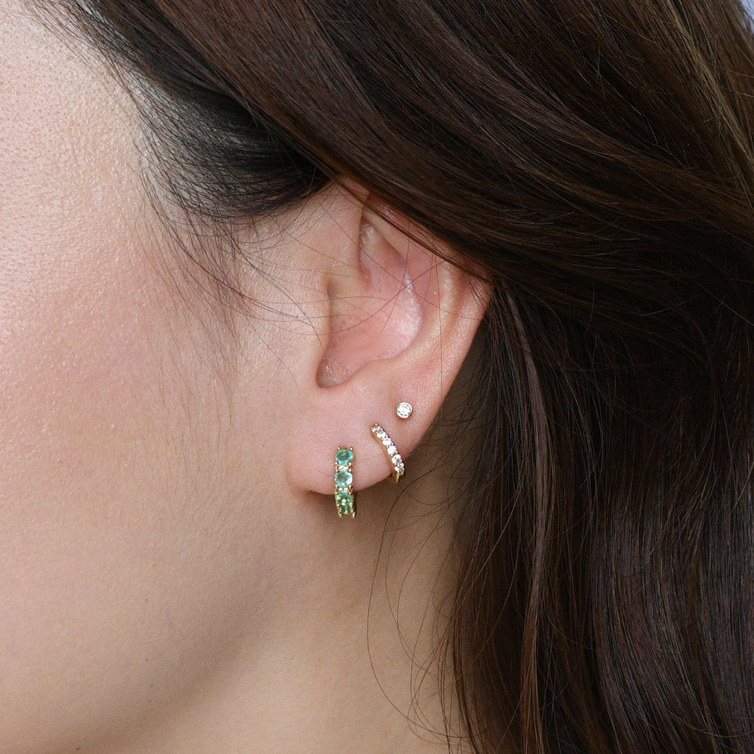 Kaia Mini Huggies | Spring Green Gold