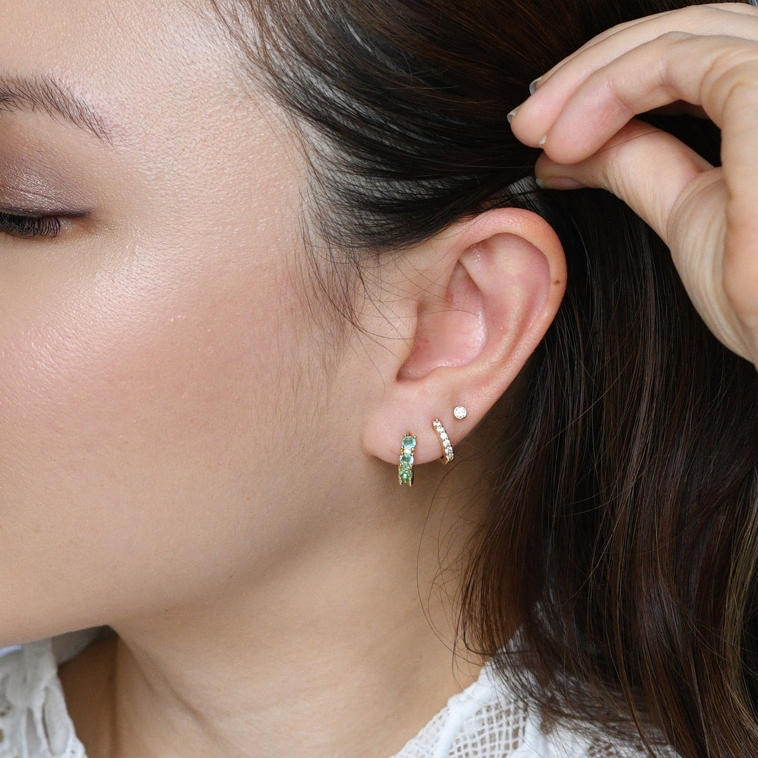 Kaia Mini Huggies | Spring Green Gold