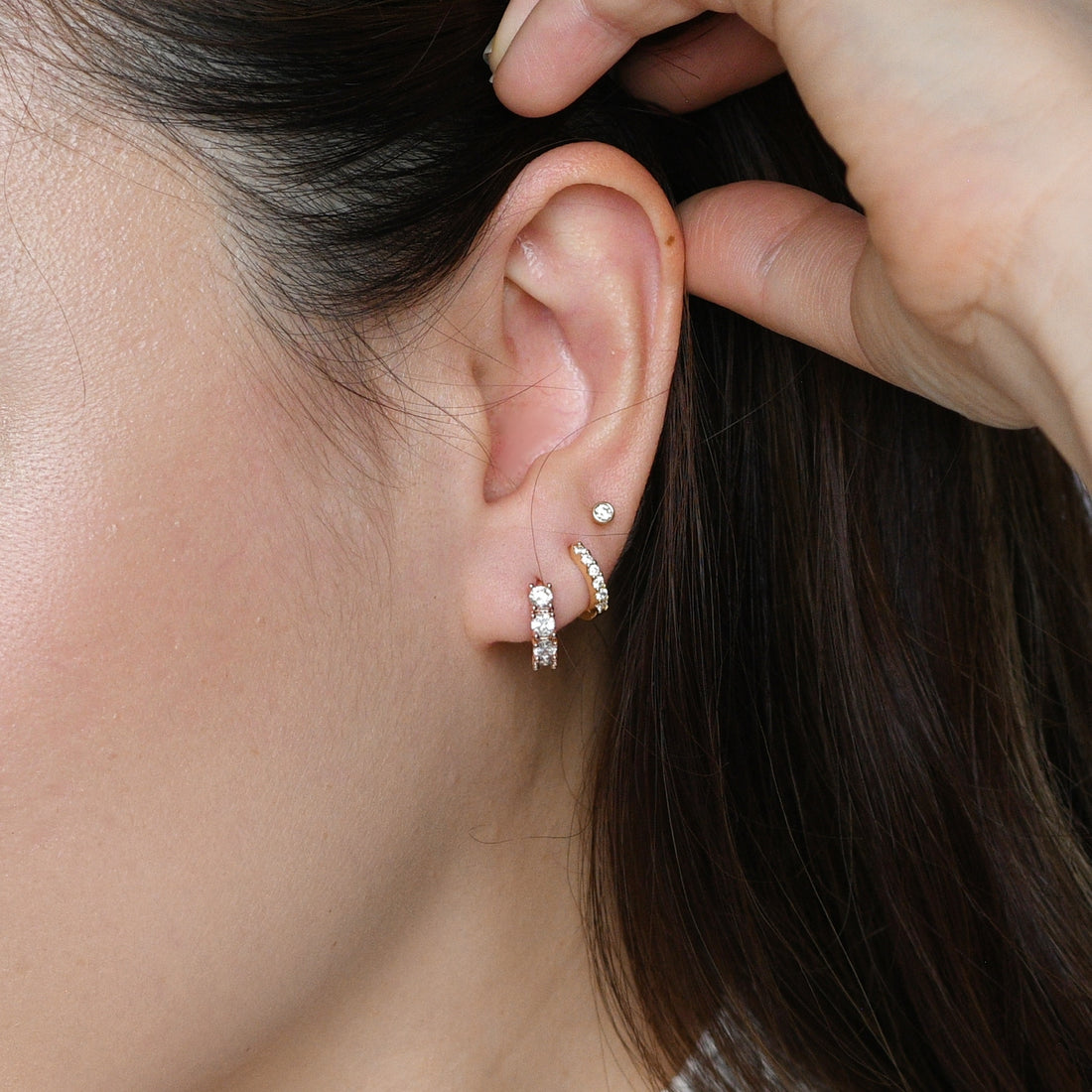 Kaia Mini Huggies | Clear Rose Gold