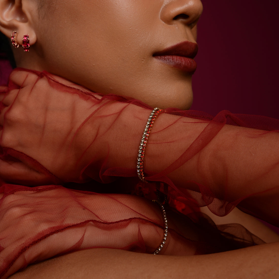 Laura Tennis Bracelet | Scarlet