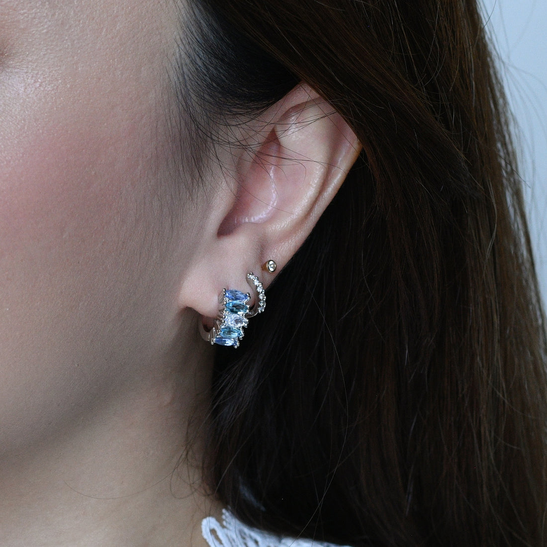 Jada Hoops | Ombre Blue Silver