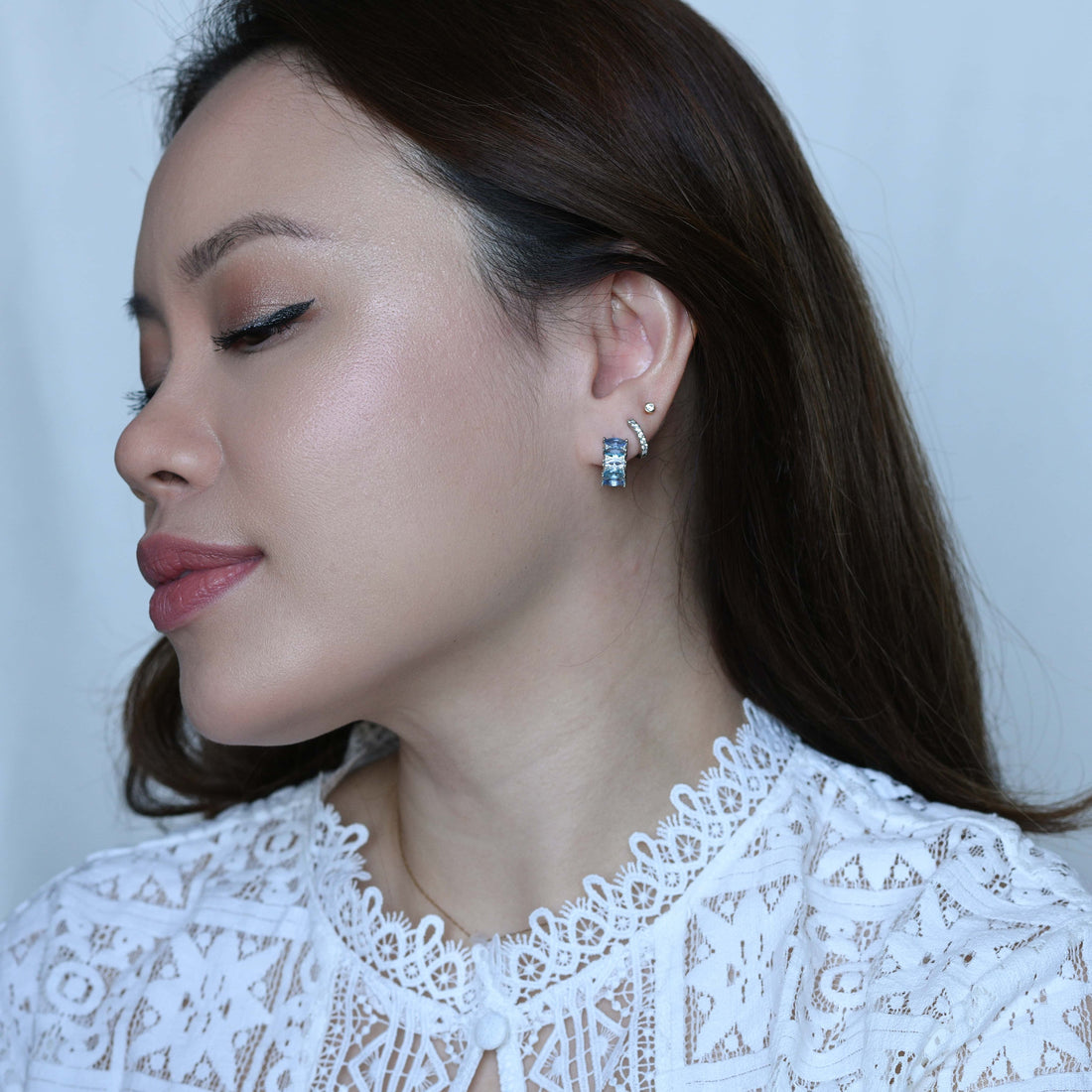 Jada Hoops | Ombre Blue Silver