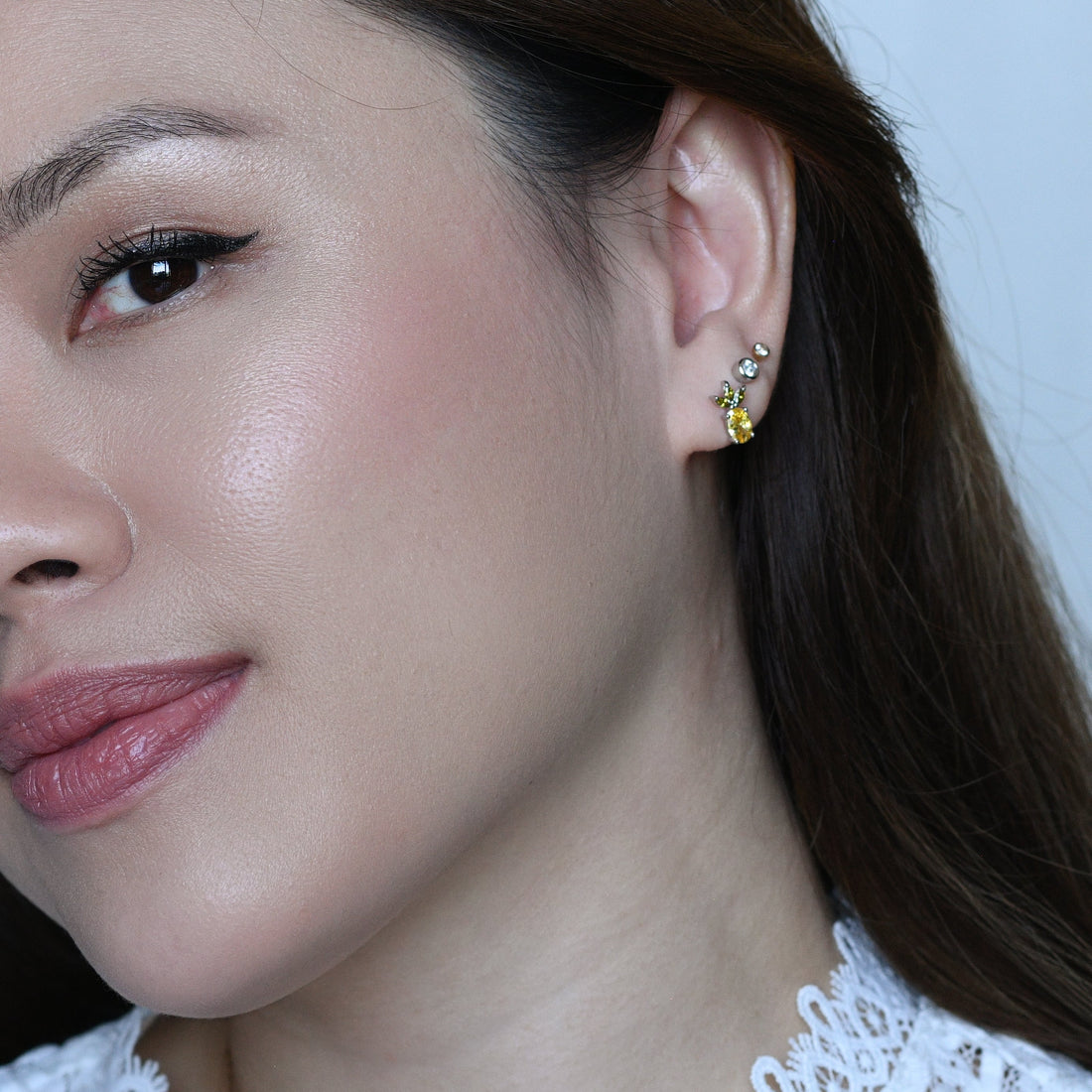 Lady Luck Pineapple Studs | Silver