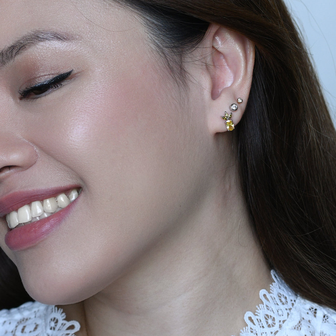 Lady Luck Pineapple Studs | Silver