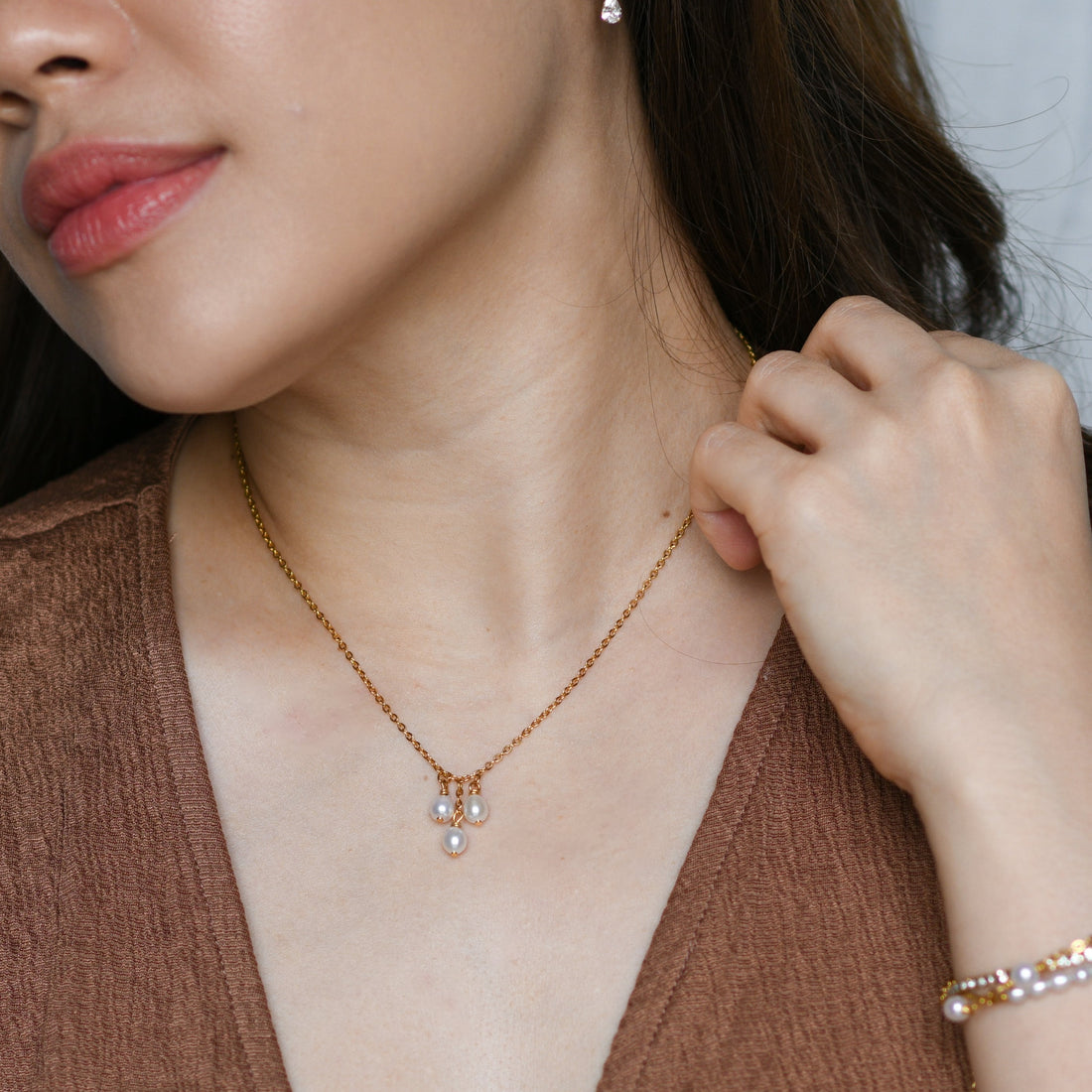 Lune Triple Pearl Necklace