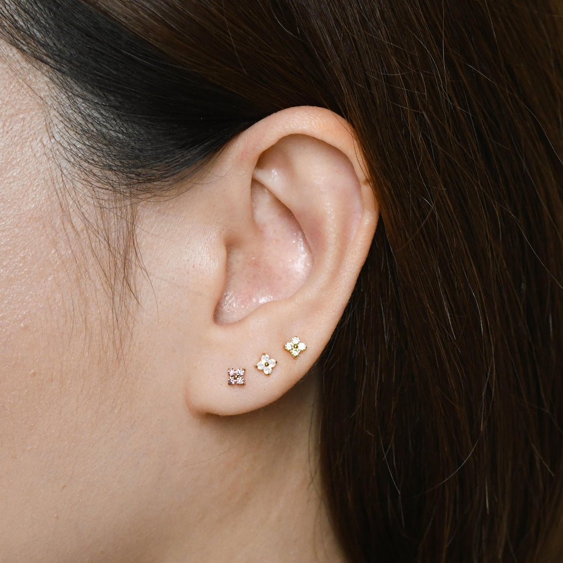 Sweet Orkid Flatback Earring | Mauve Gold