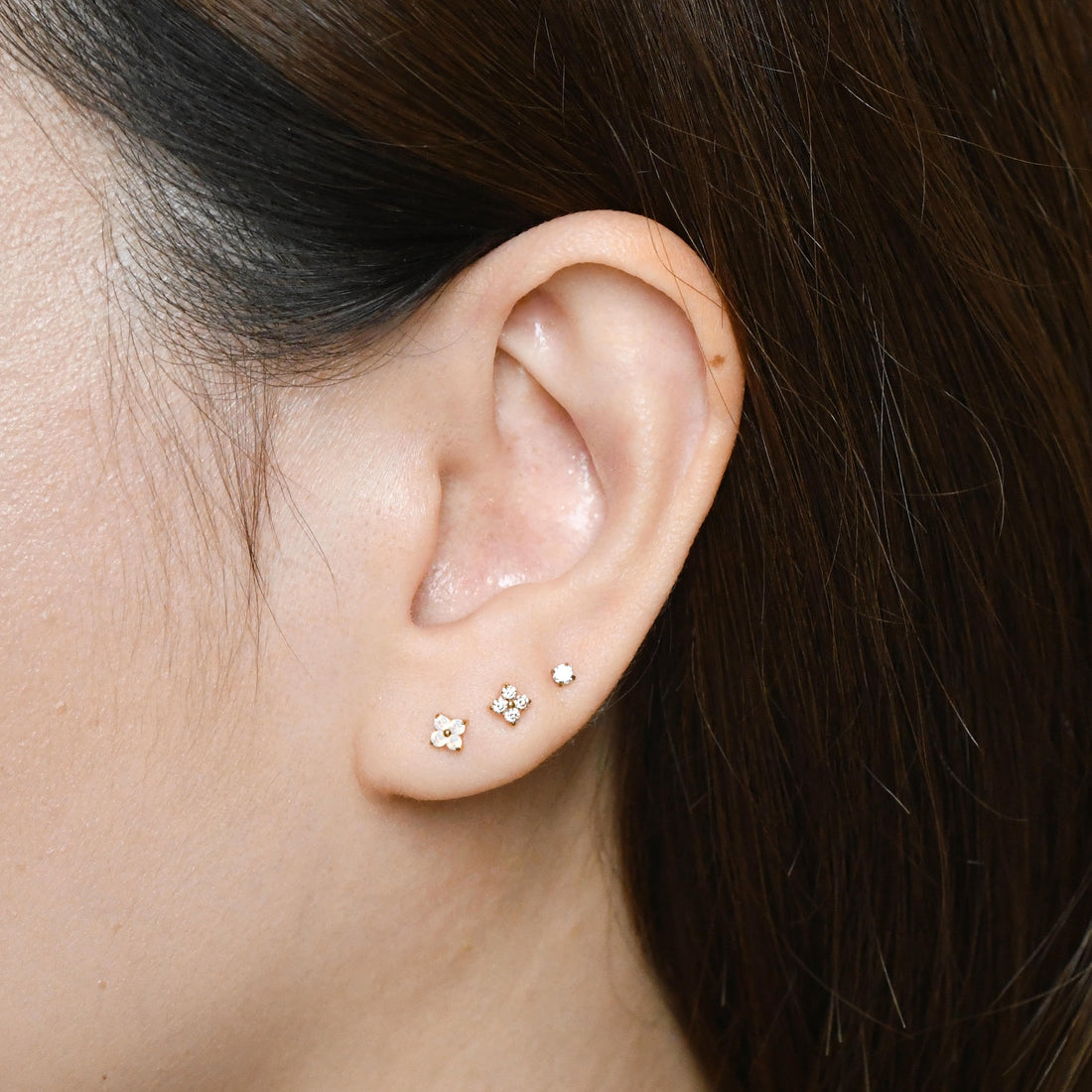 Sweet Orkid Flatback Earring | Clear Gold