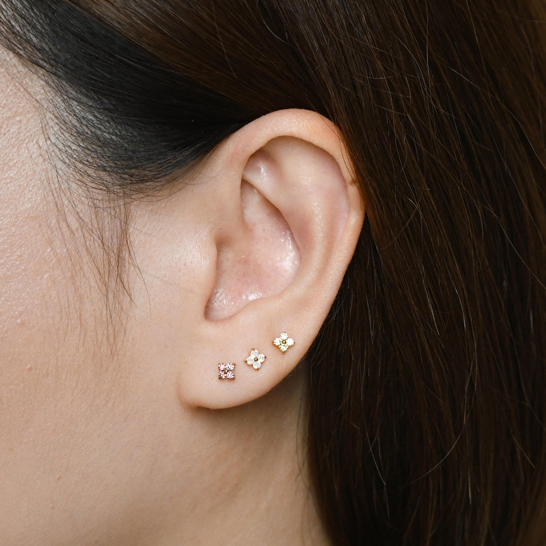 Sweet Orkid Flatback Earring | Yellow Gold