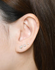 Carrey Round 3mm Flatback Earring |Clear Gold