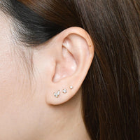 Carrey Round 3mm Flatback Earring |Clear Gold
