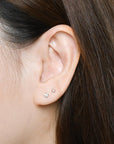 Carrey Round 3mm Flatback Earring |Clear Silver