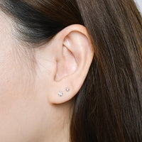 Carrey Round 3mm Flatback Earring |Clear Silver