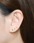 Gemini Flatback Earring | Olive Gold