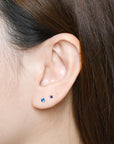 Carrey Round 3mm Flatback Earring |Sapphire Gold