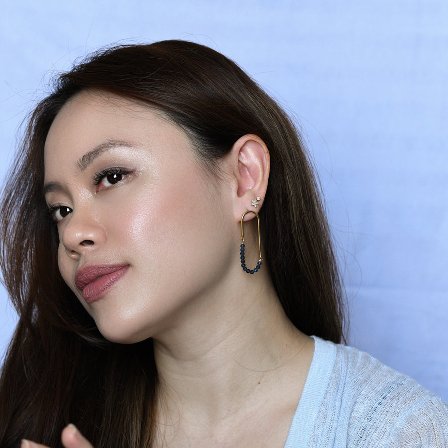 Kayla Stud Hoops | Blue Sapphire