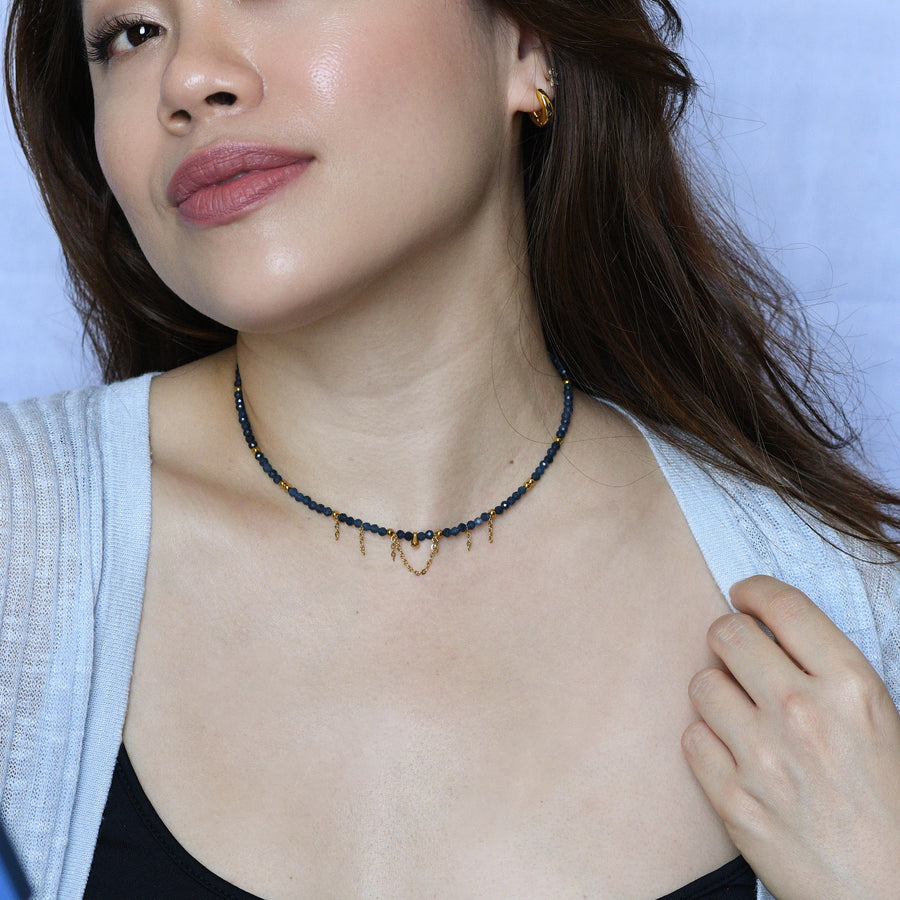 Yara  Veil Necklace |Blue Sapphire