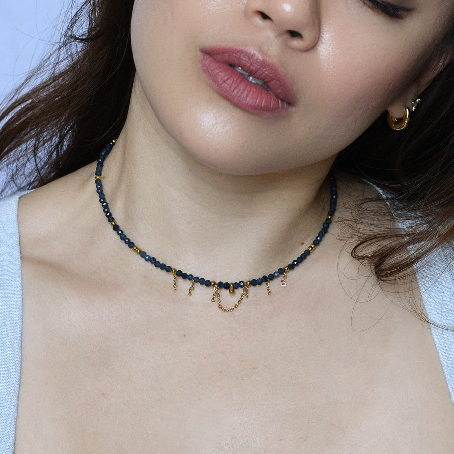 Yara  Veil Necklace |Blue Sapphire