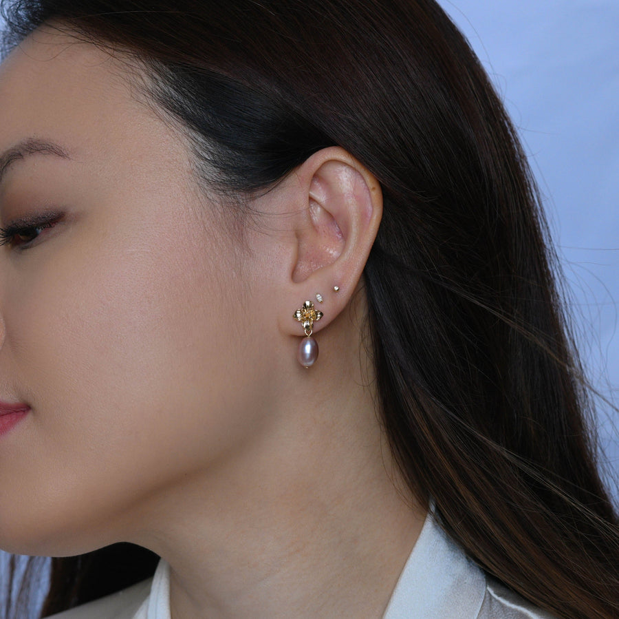 Maria Peach Pearl Dangles
