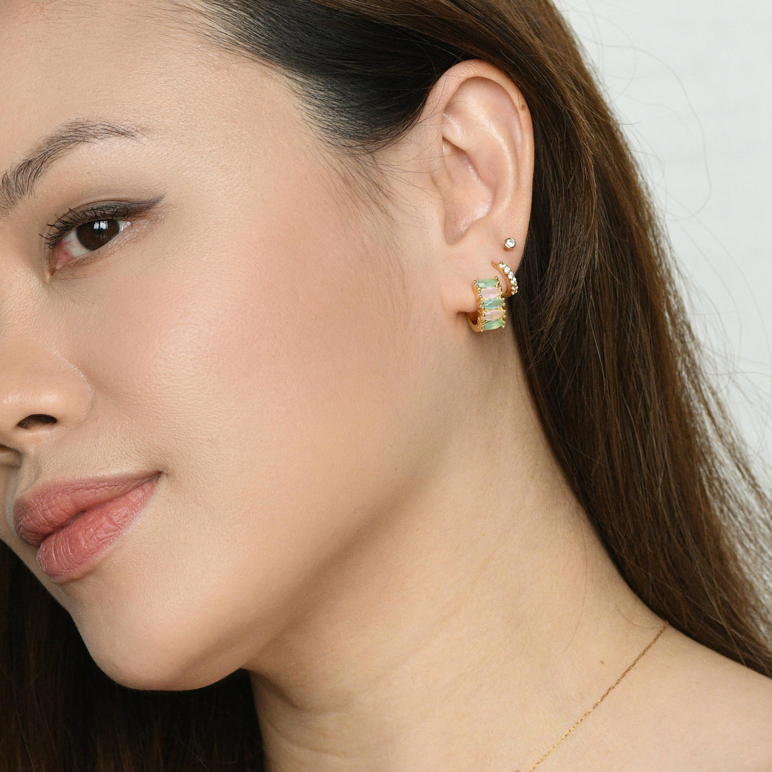 Jada Hoops | Mint & Rosewater Gold