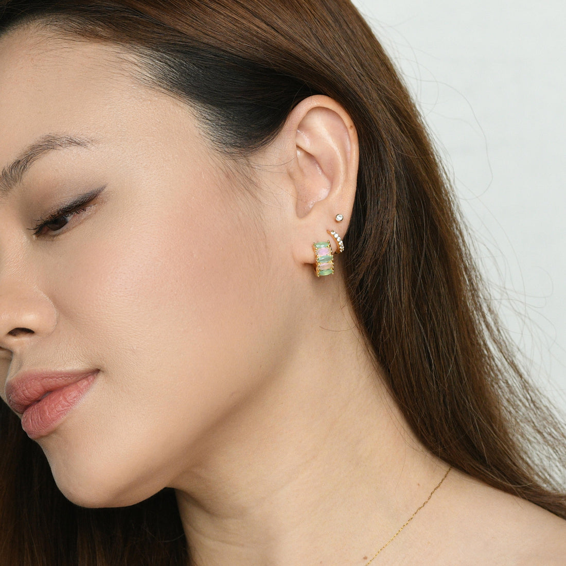 Jada Hoops | Mint & Rosewater Gold