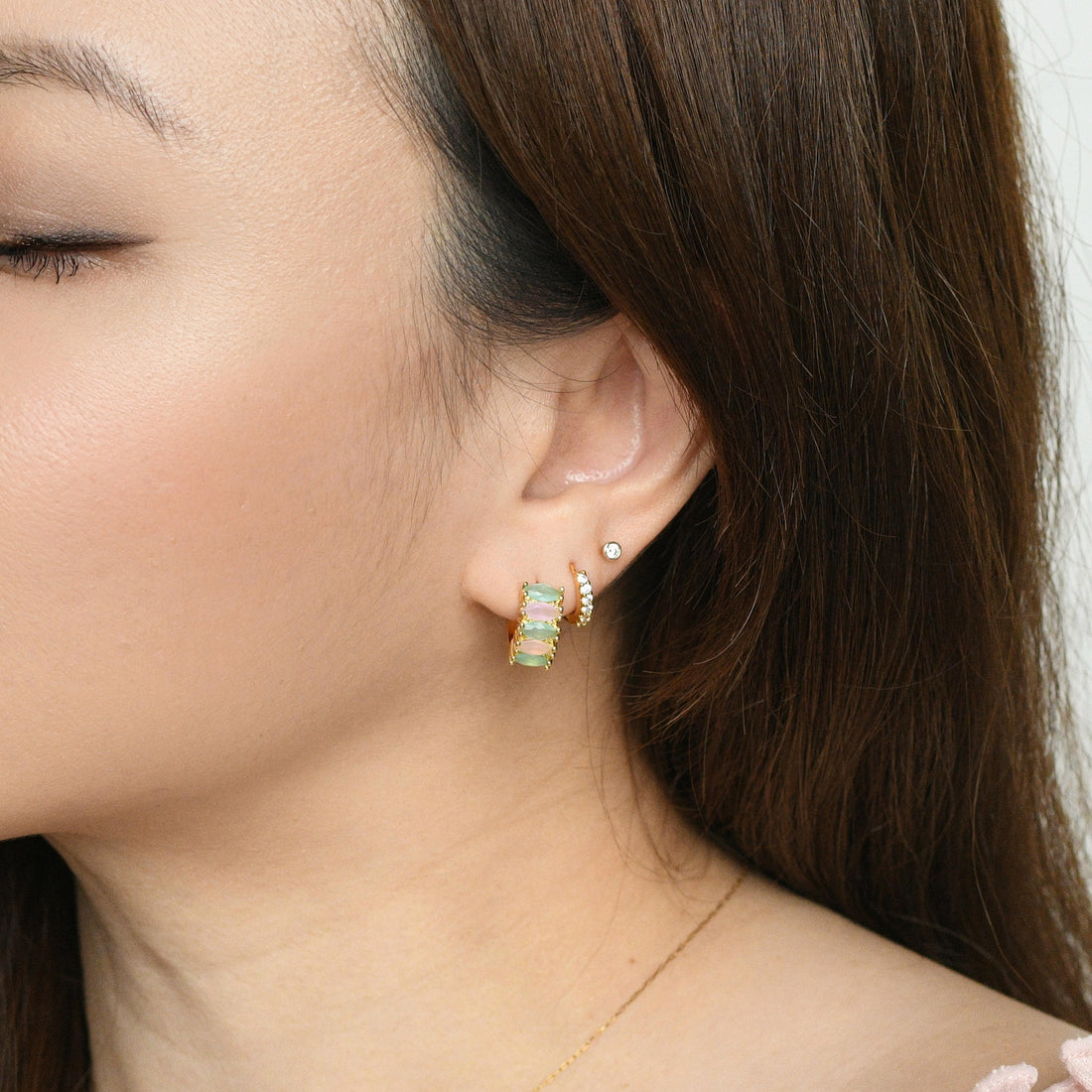 Jada Hoops | Mint & Rosewater Gold