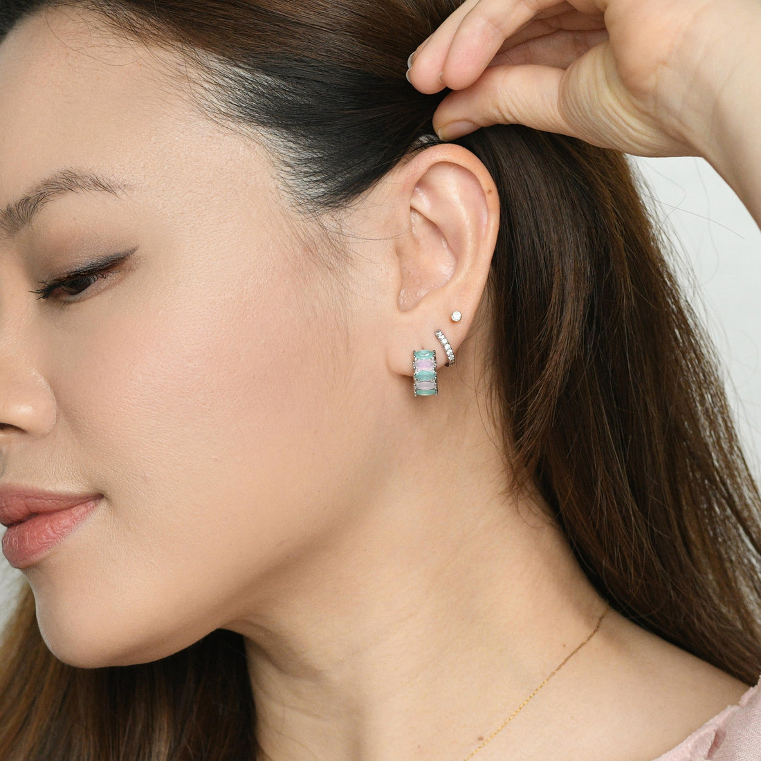 Jada Hoops | Mint & Rosewater Silver