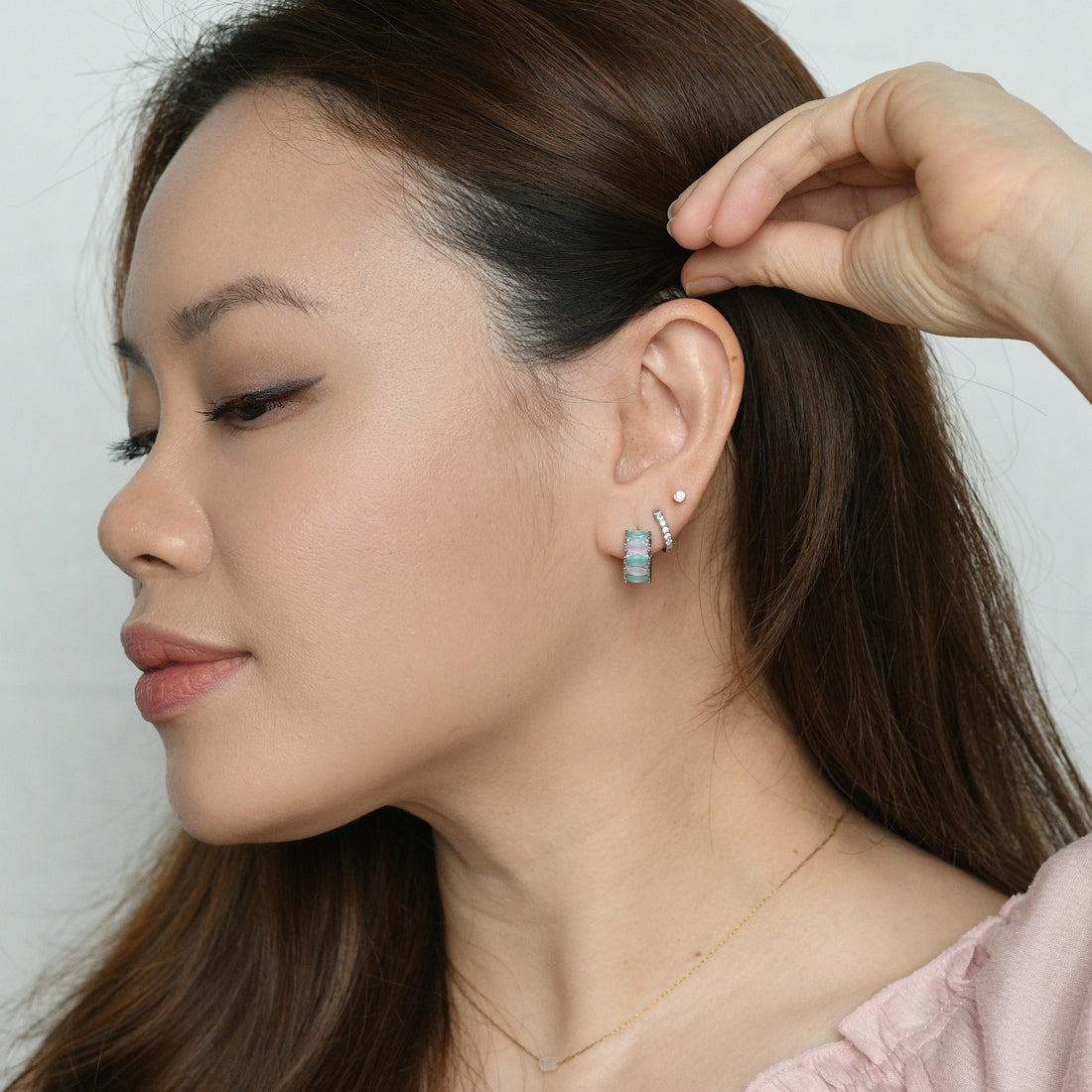 Jada Hoops | Mint & Rosewater Silver